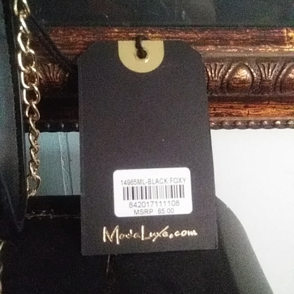 nwt! moda luxe black foxy bag - Picture 2 of 2